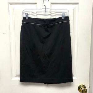 Talbots Skirt Black Stretch Pencil Faux Leather Accent Women's Size 4P